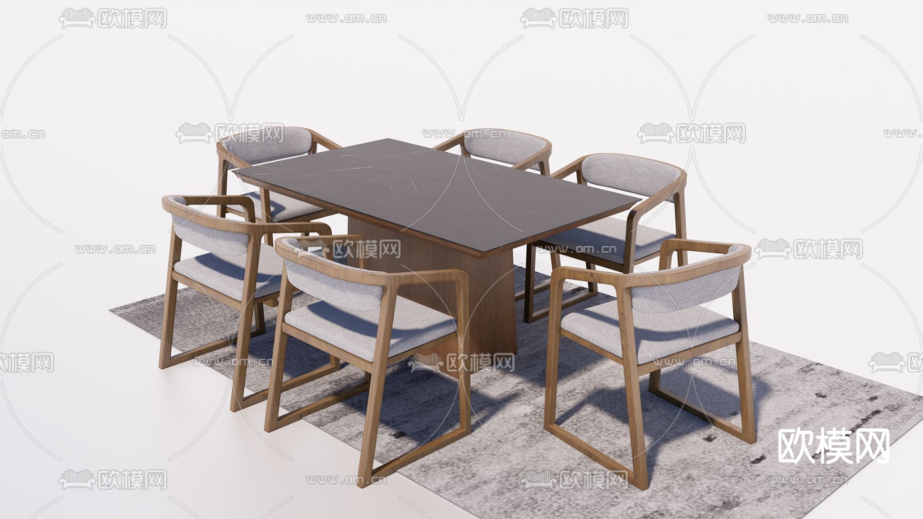新中式餐桌椅su模型下载（渲染图1）