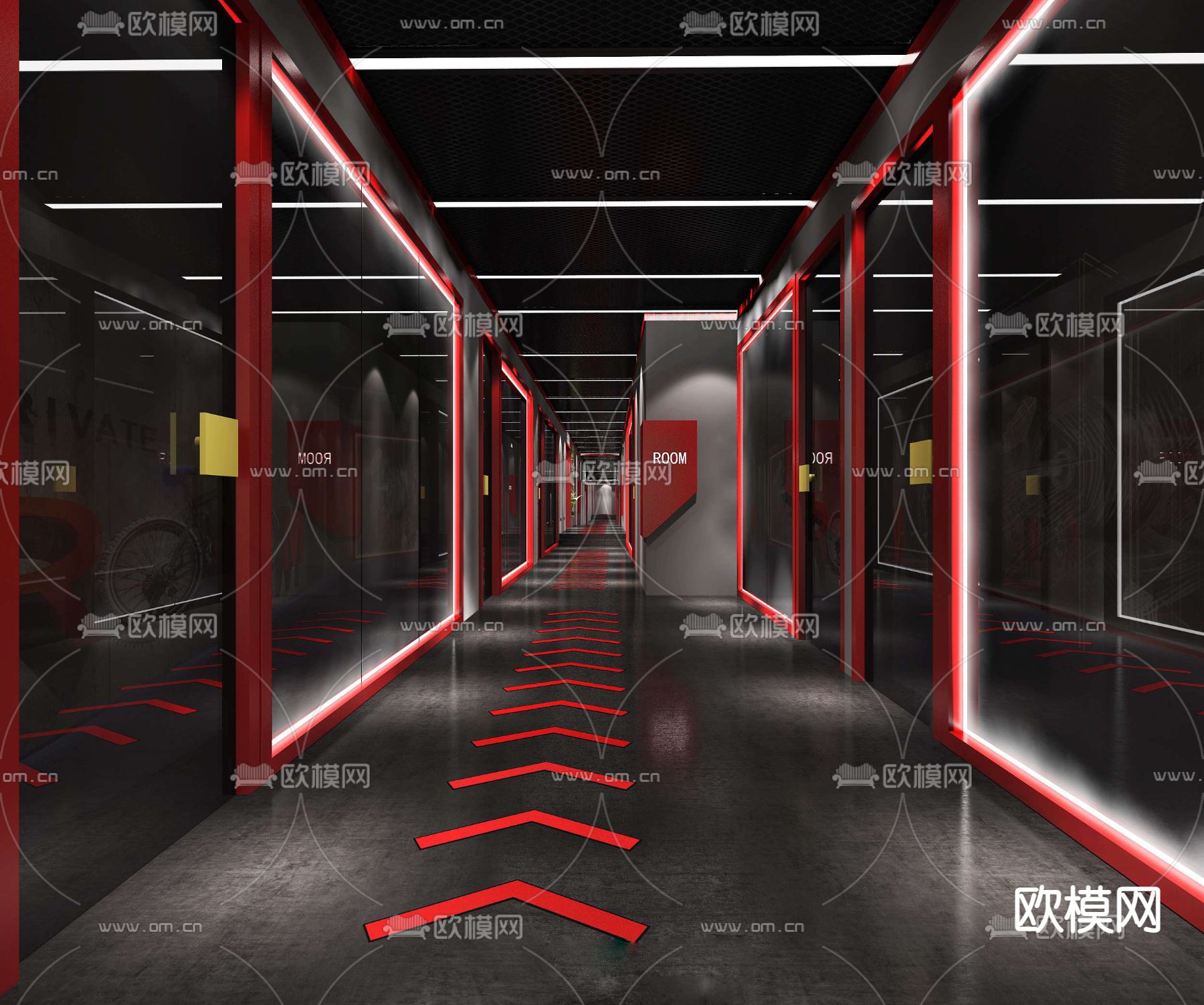 工业风办公室走廊3d模型