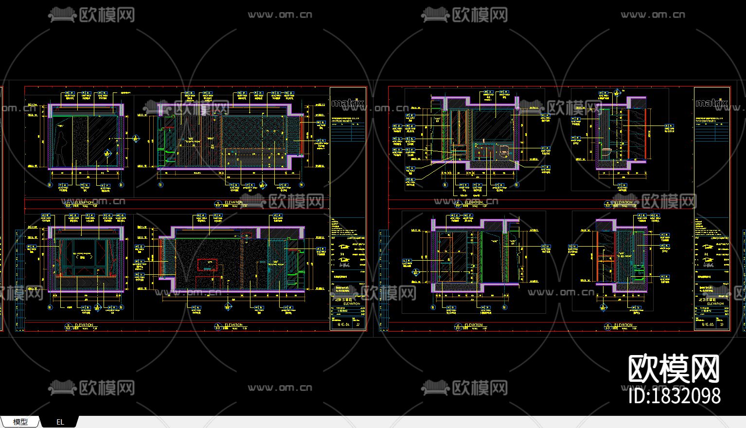 现代卧室主人房cad施工图下载（渲染图6）