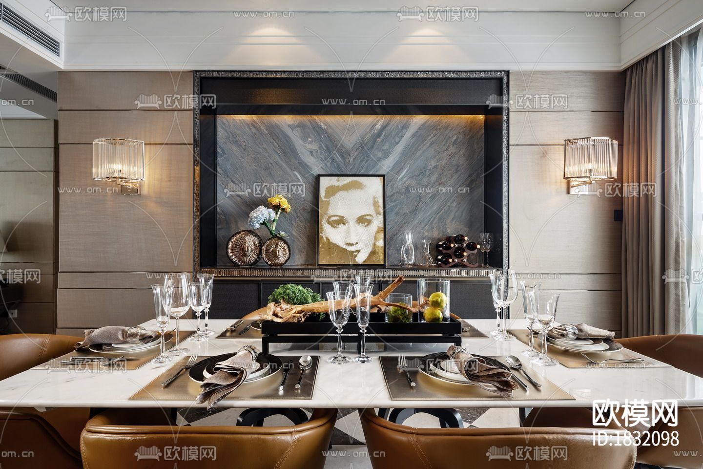 现代卧室主人房cad施工图下载（渲染图7）