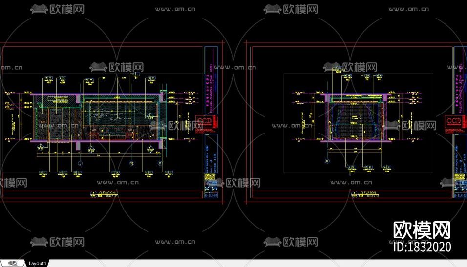 酒店样板间cad施工图下载(渲染图4)
