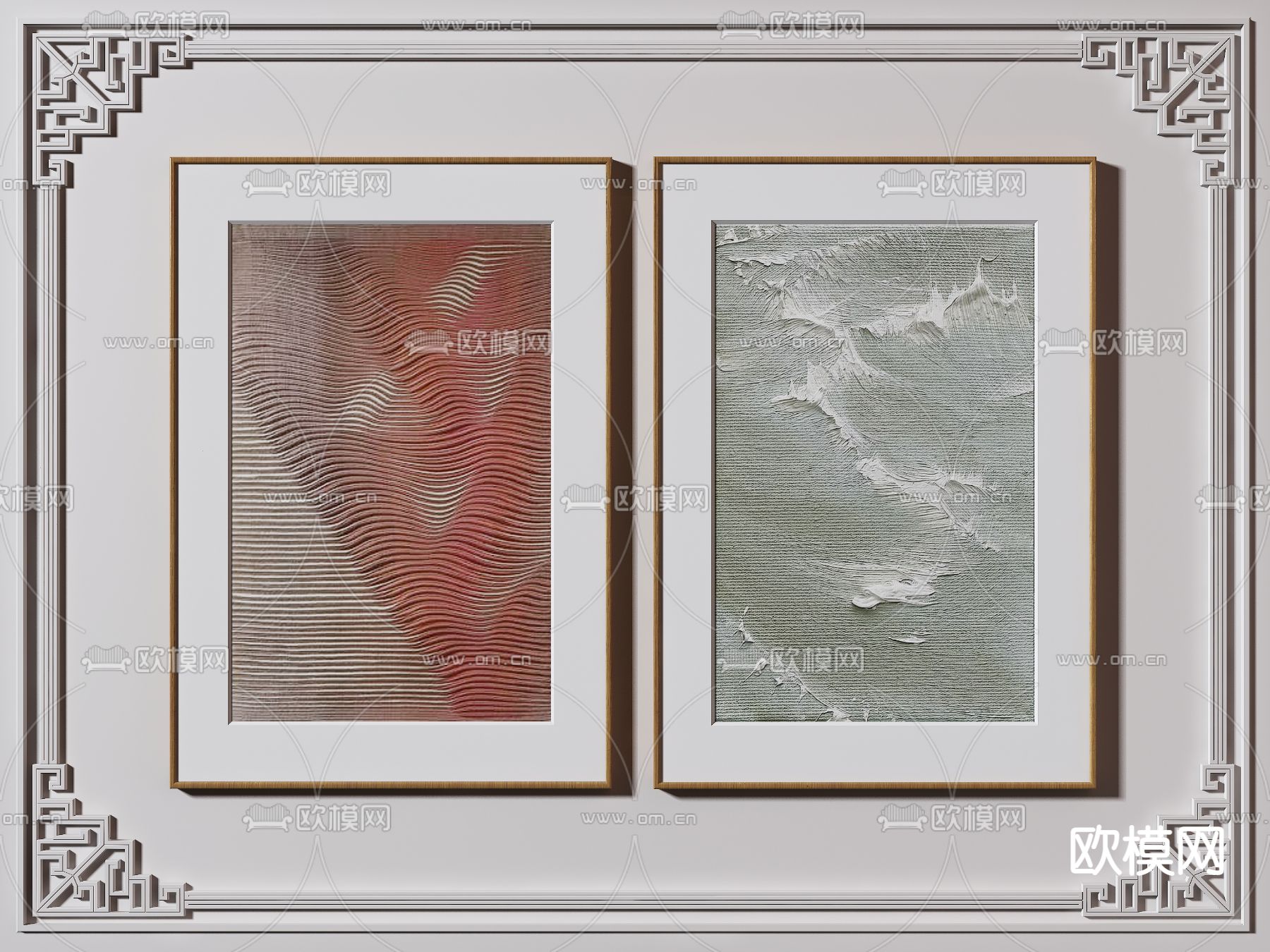 现代抽象装饰画3d模型