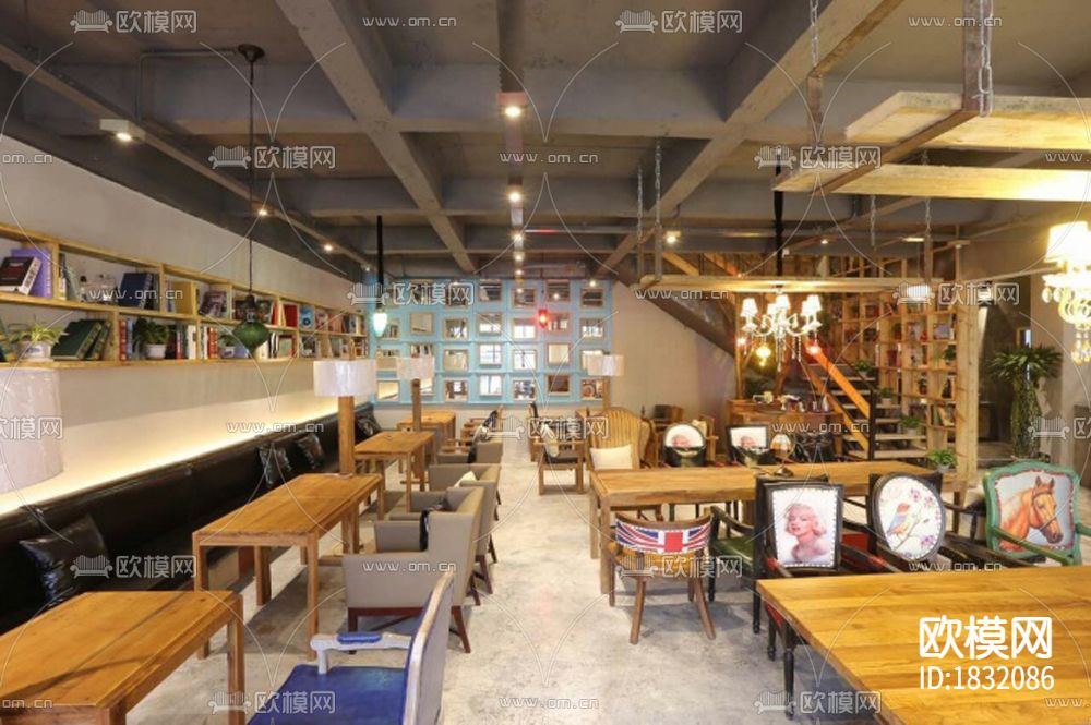 咖啡店cad施工图下载（渲染图2）