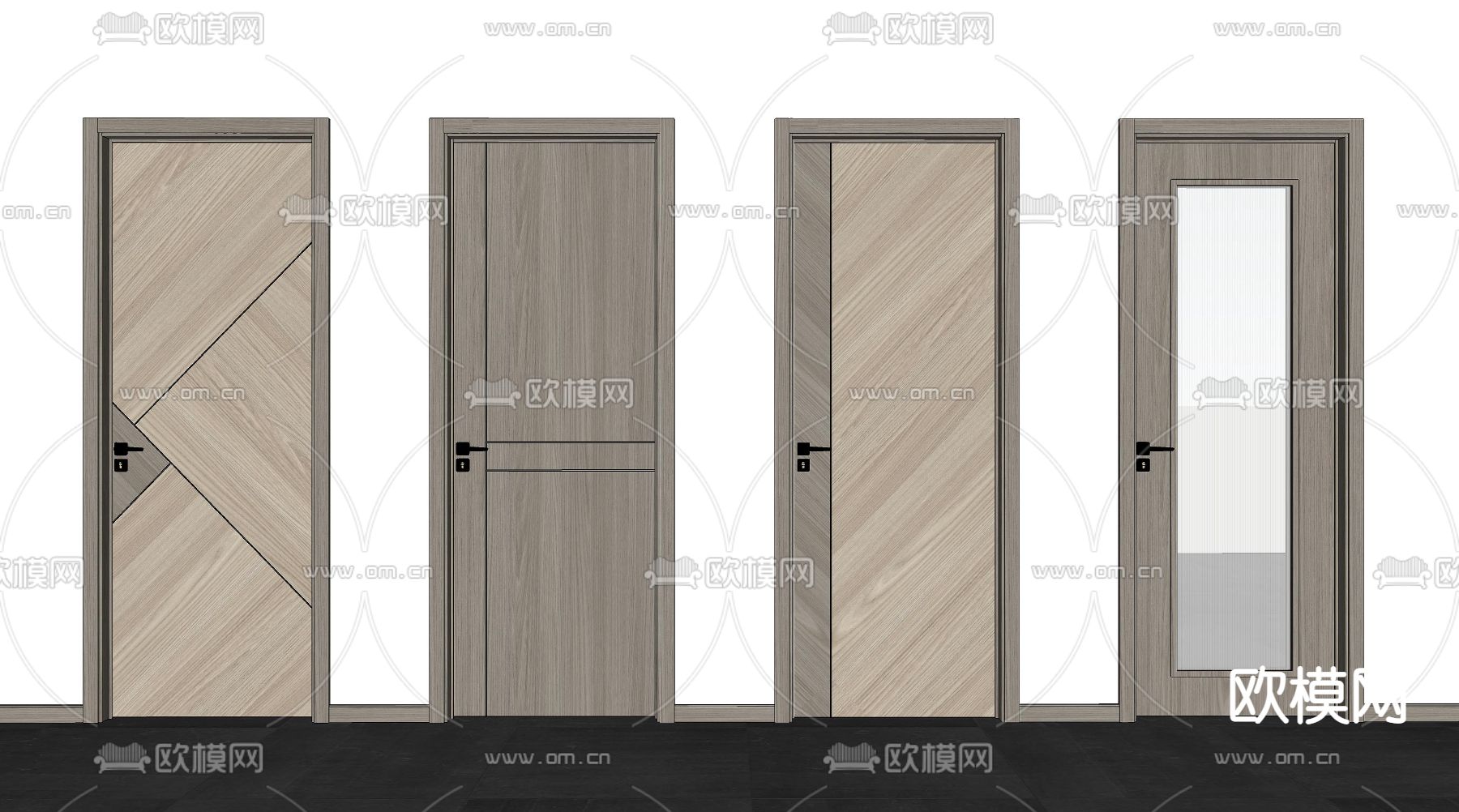 现代房门厨卫门木门su模型下载（渲染图2）
