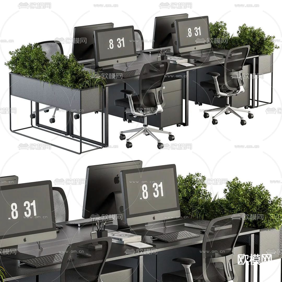 现代办公桌椅3d模型