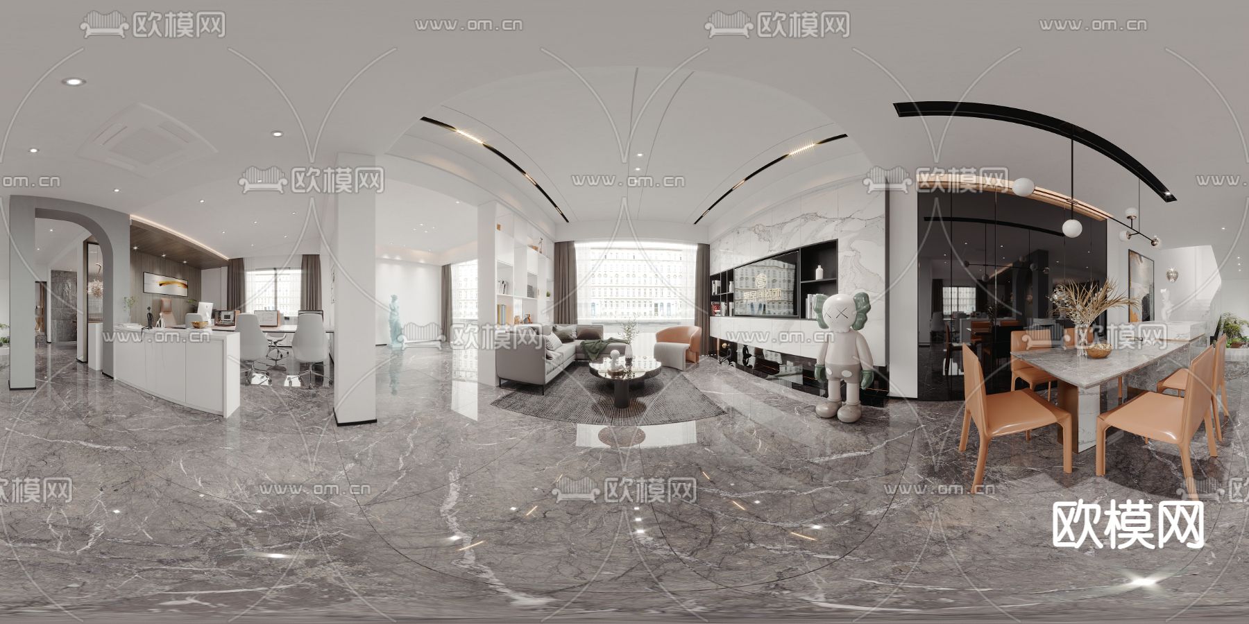现代设计装饰公司cr全景3d模型