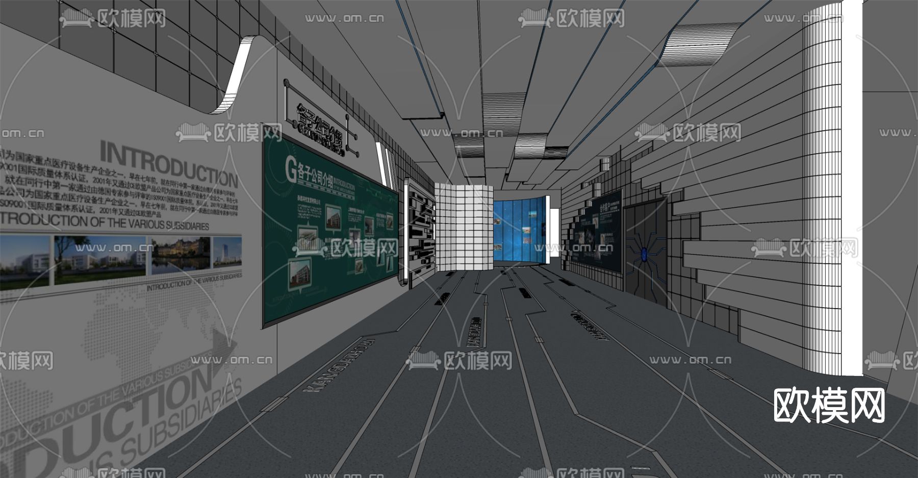 现代科技展厅su模型下载（渲染图2）