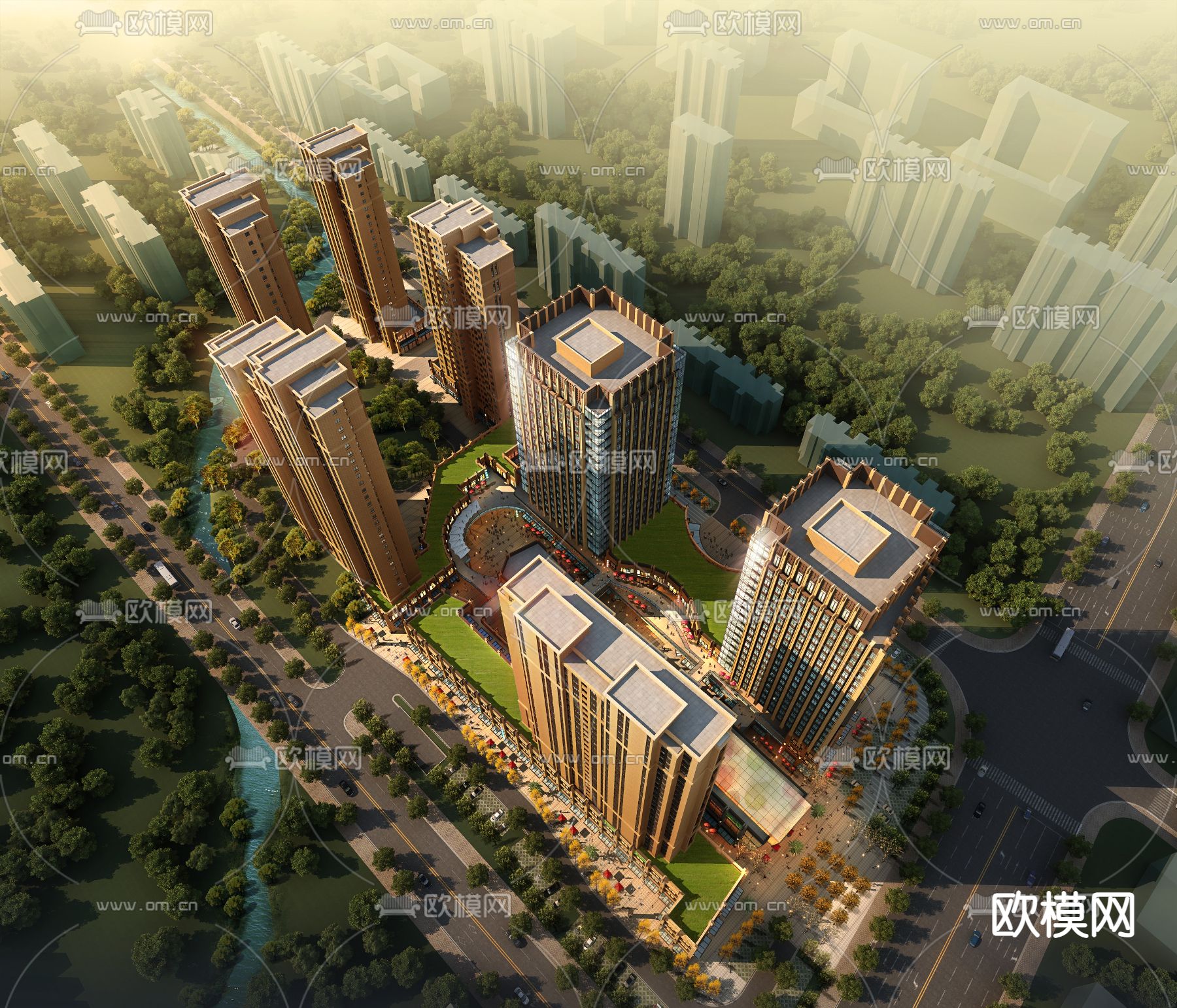 欧式办公楼su模型下载（渲染图1）