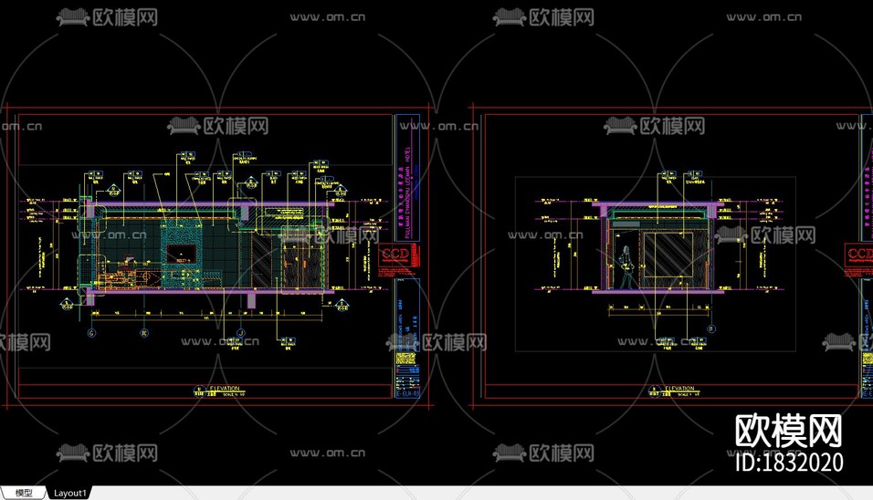 酒店样板间cad施工图下载(渲染图8)