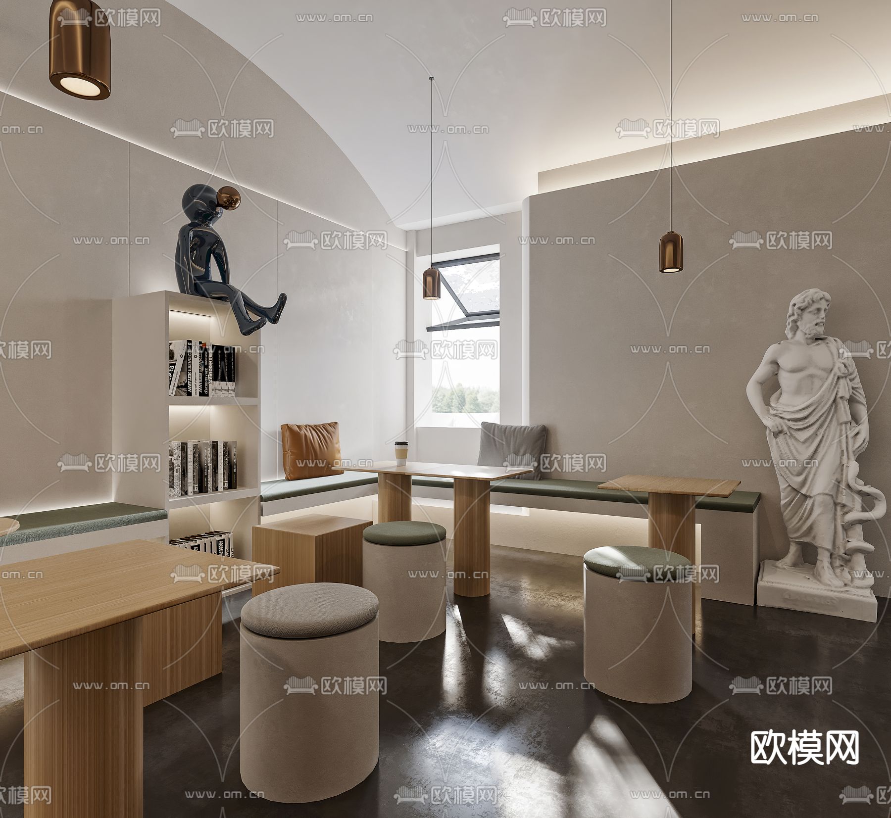 侘寂风咖啡厅3d模型下载（渲染图5）
