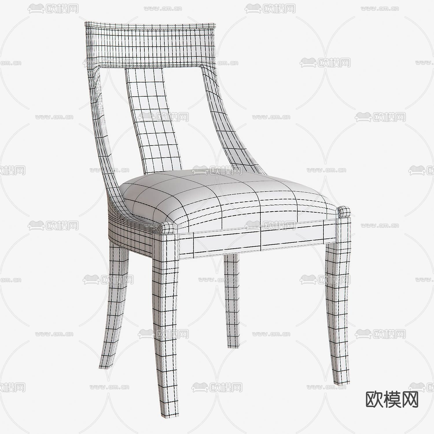 美式实木单椅3d模型下载（渲染图3）