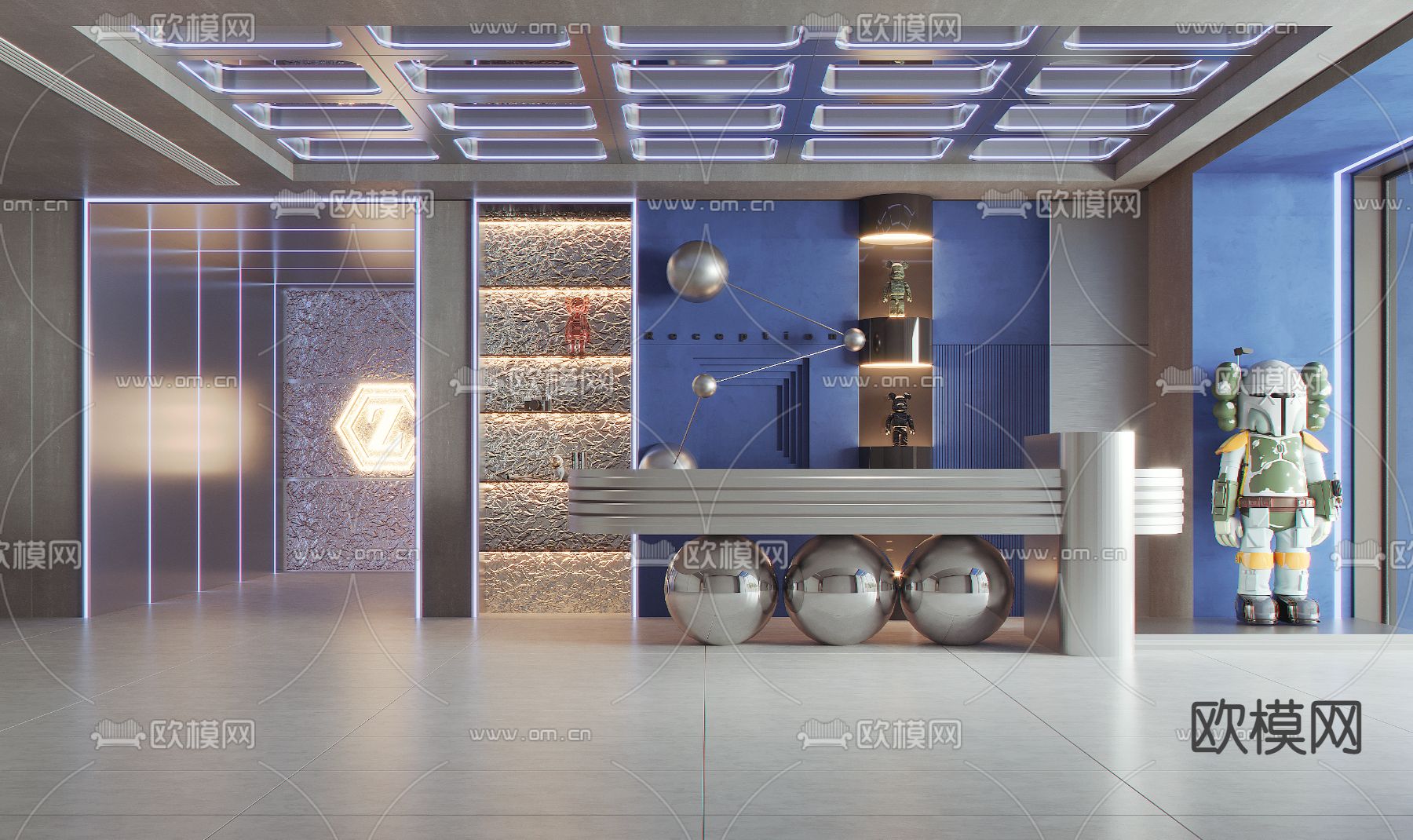 现代潮玩店前台su模型下载（渲染图1）