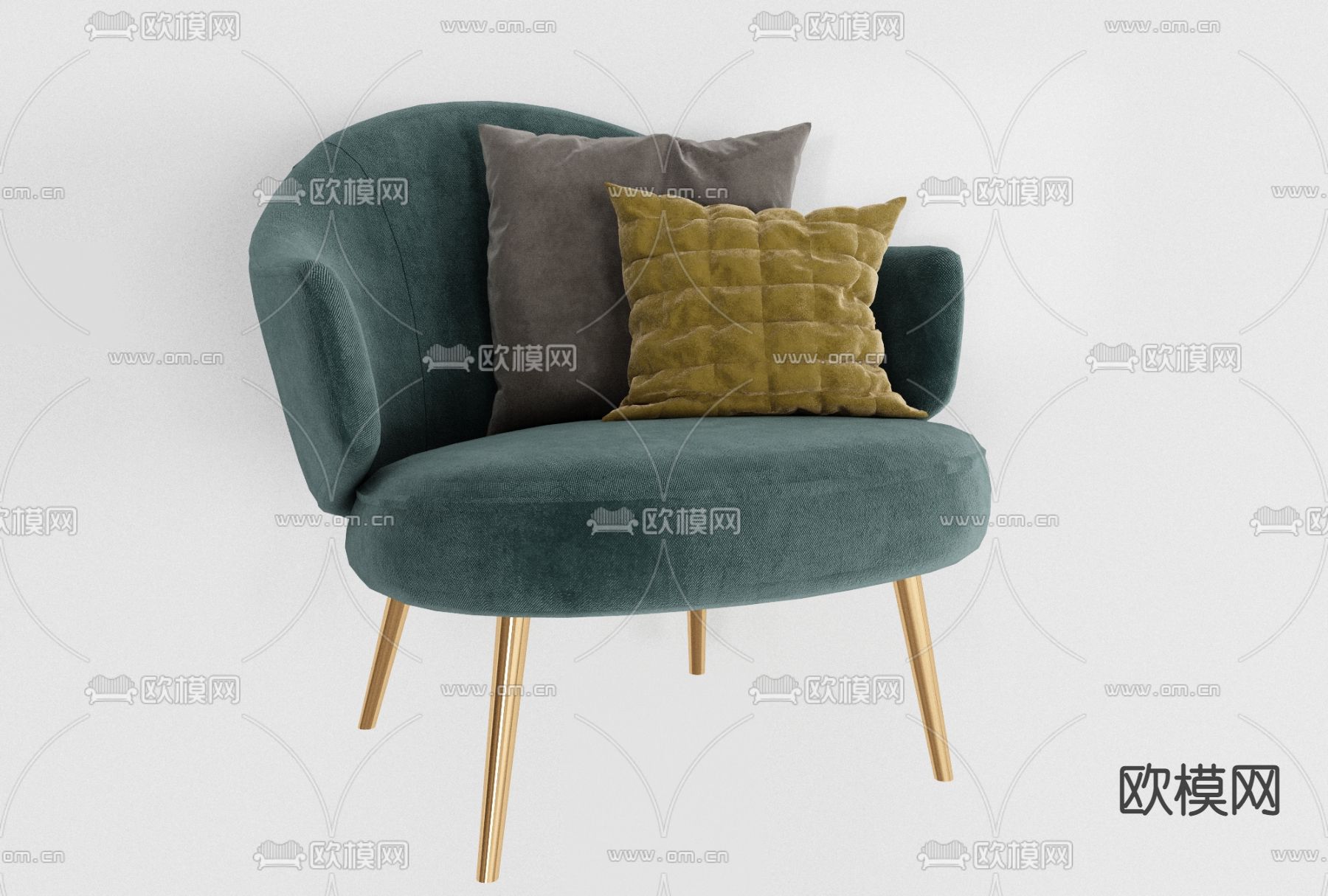 北欧布艺休闲椅免费3d模型下载