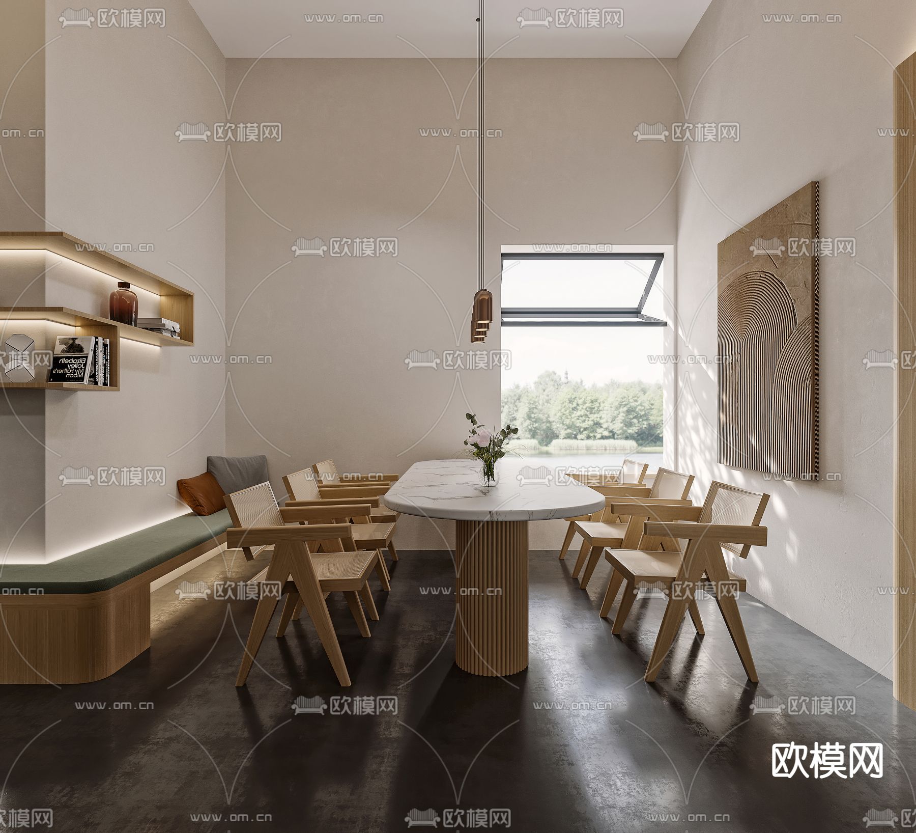 侘寂风咖啡厅3d模型下载（渲染图3）