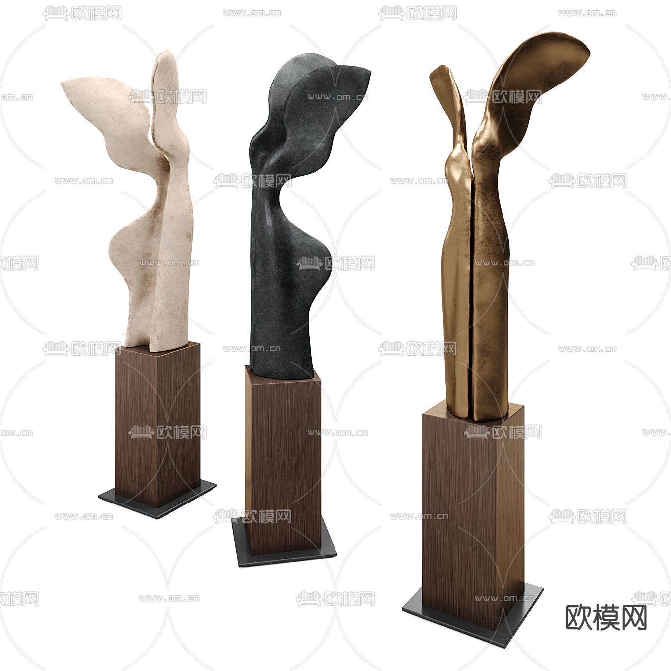 现代金属雕塑摆件3d模型