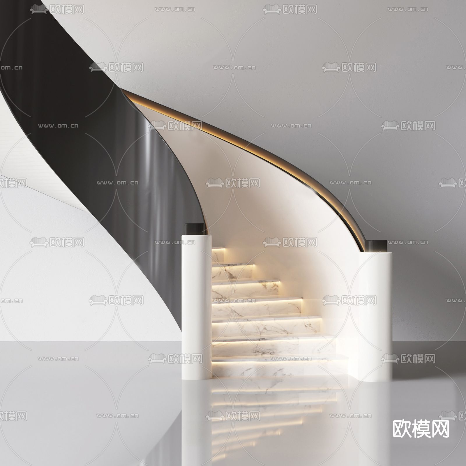 现代旋转楼梯su模型