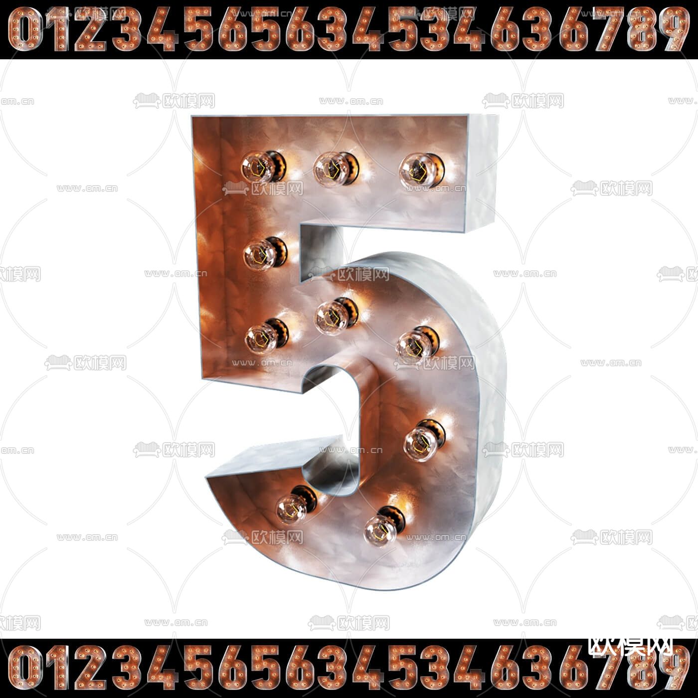 工业风数字灯泡装饰灯3d模型下载