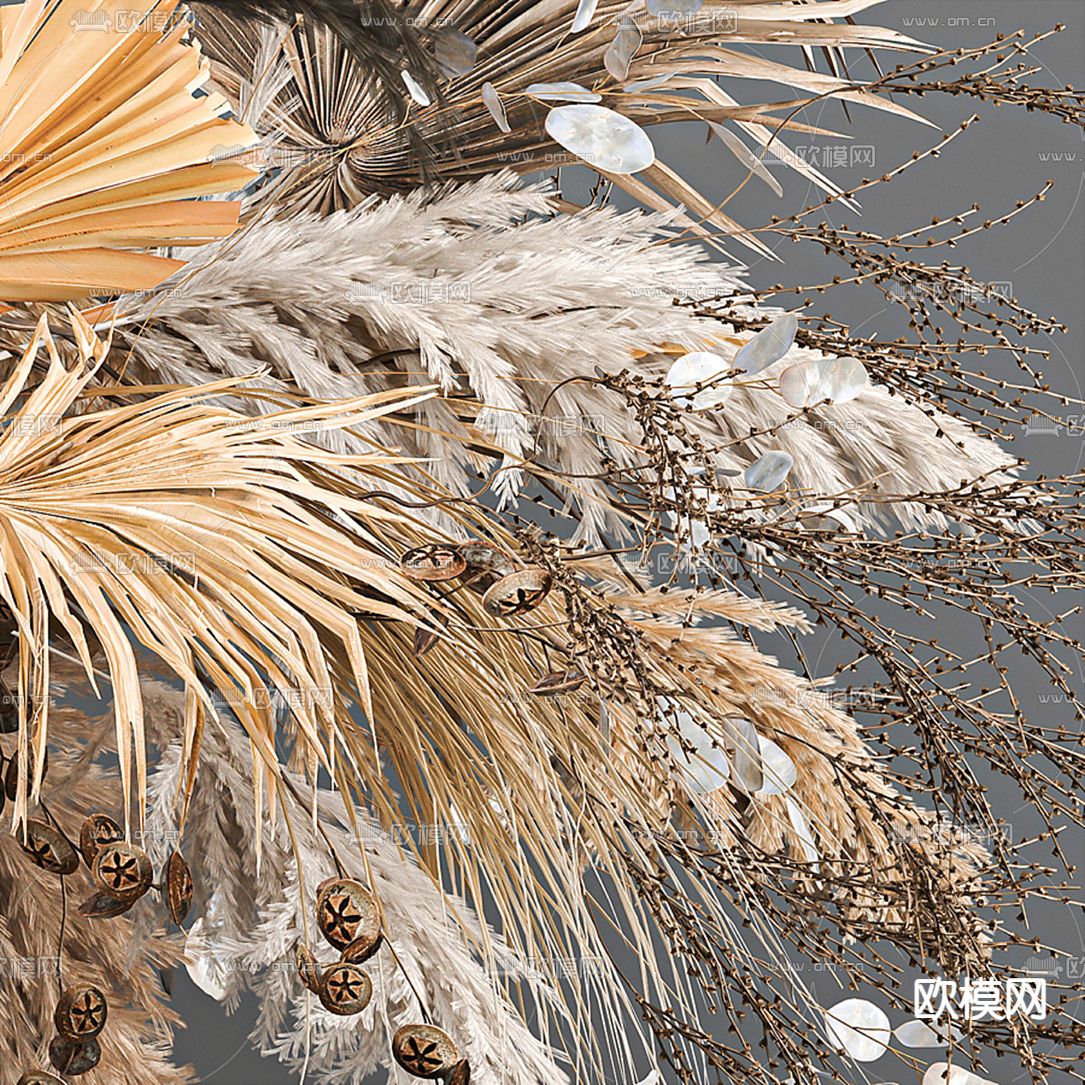 现代芦苇干花吊篮3d模型下载（渲染图5）