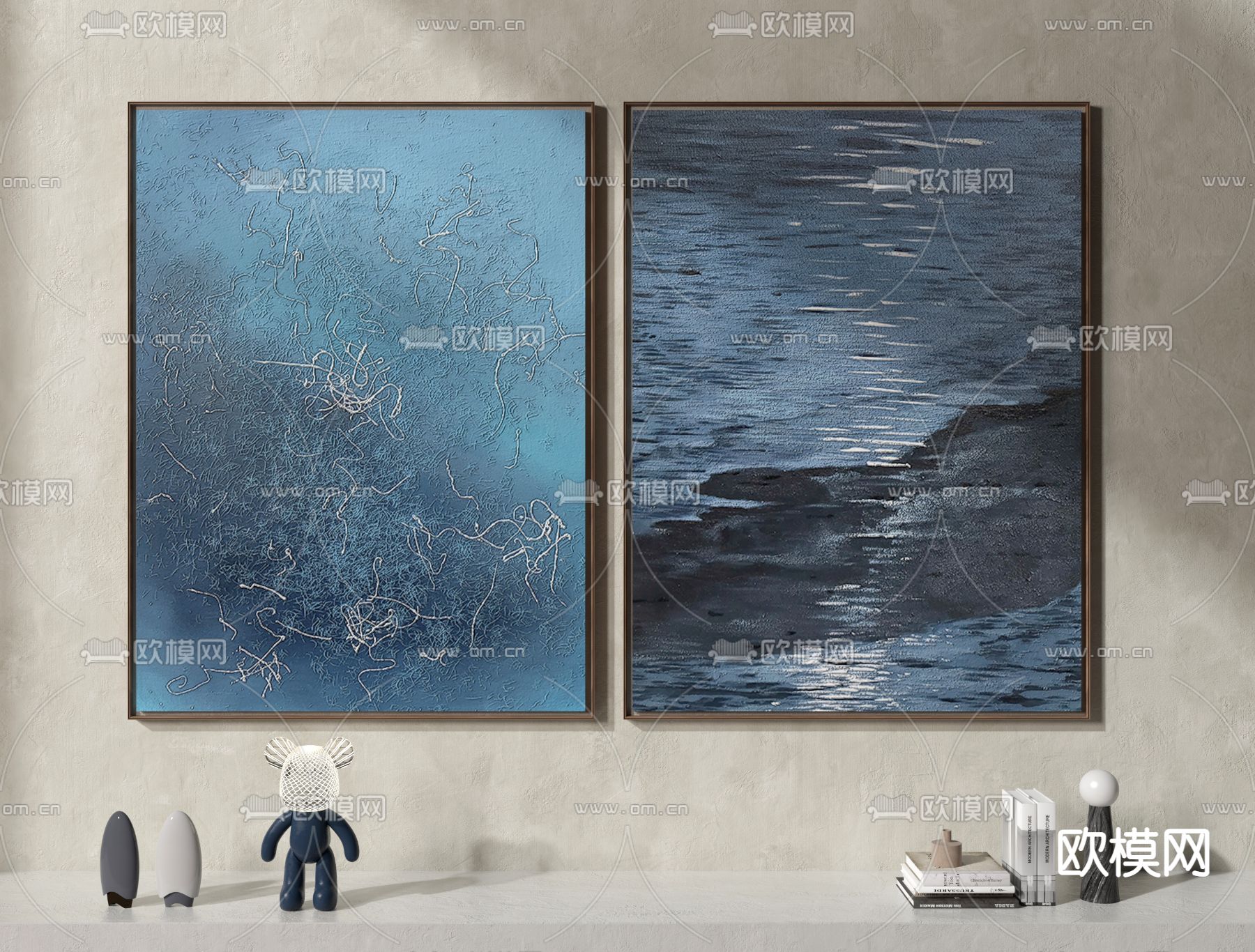 现代抽象装饰画3d模型