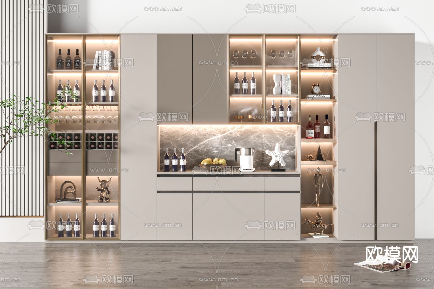 现代酒柜su模型