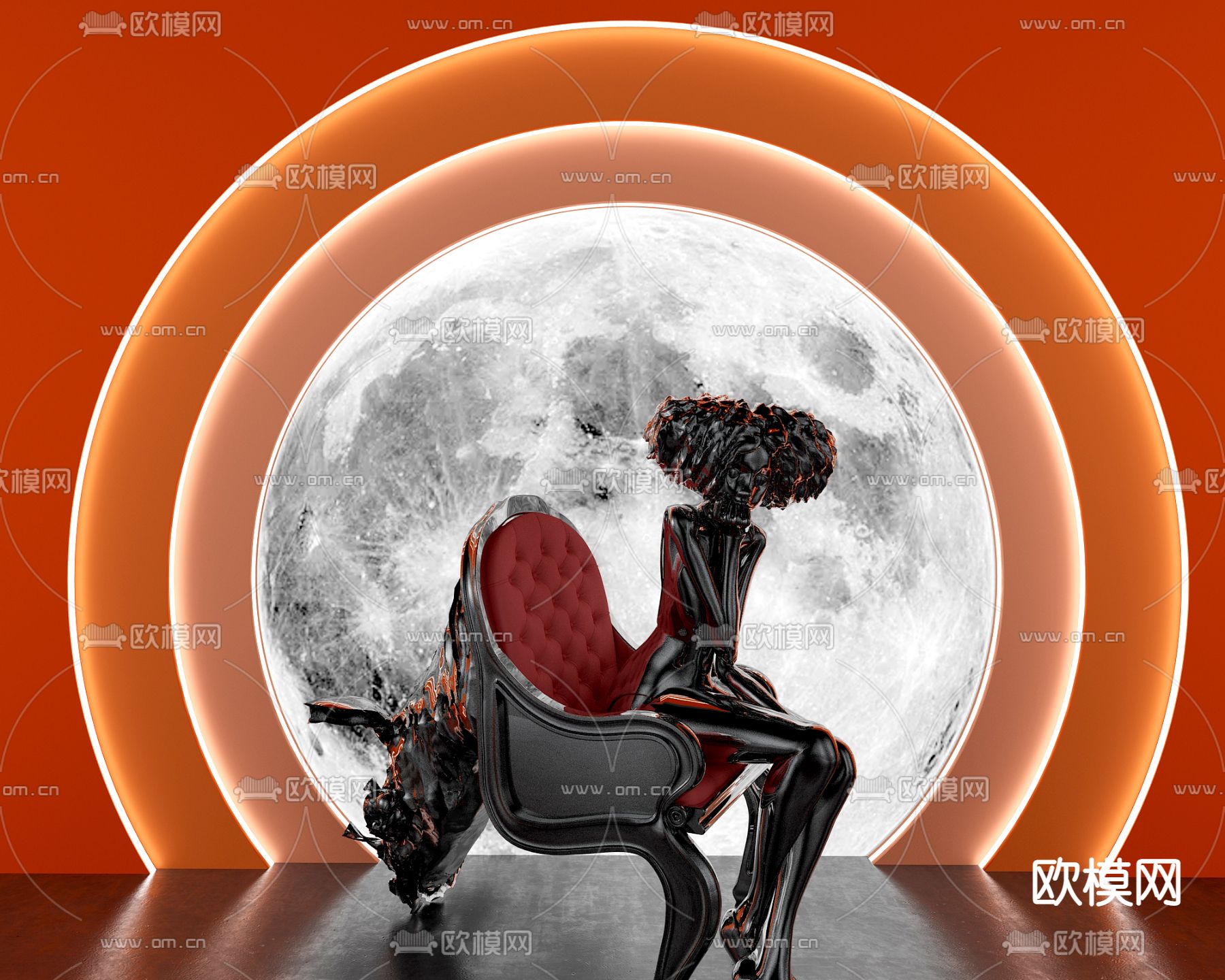 法式人形雕塑3d模型下载