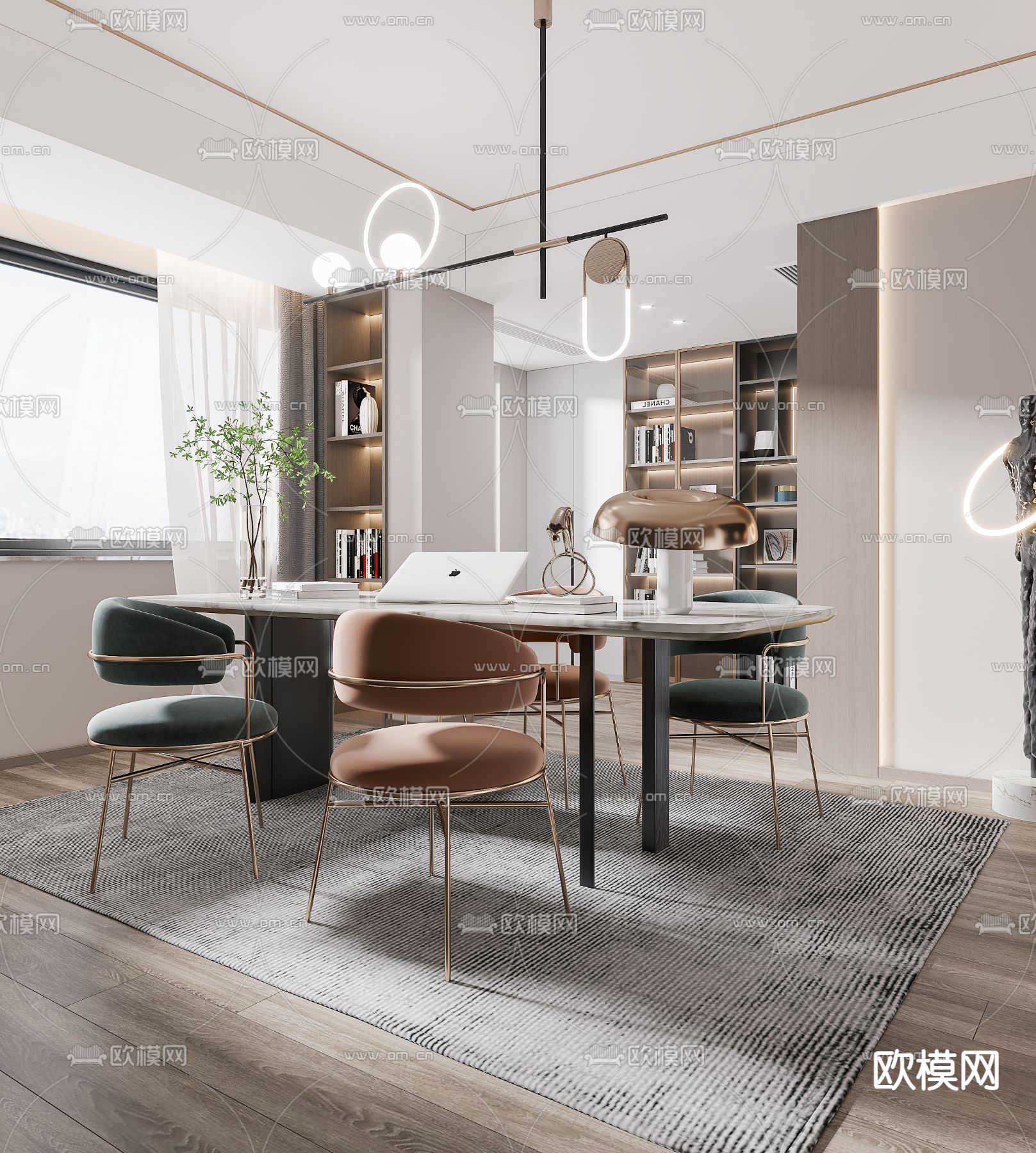 现代书房3d模型
