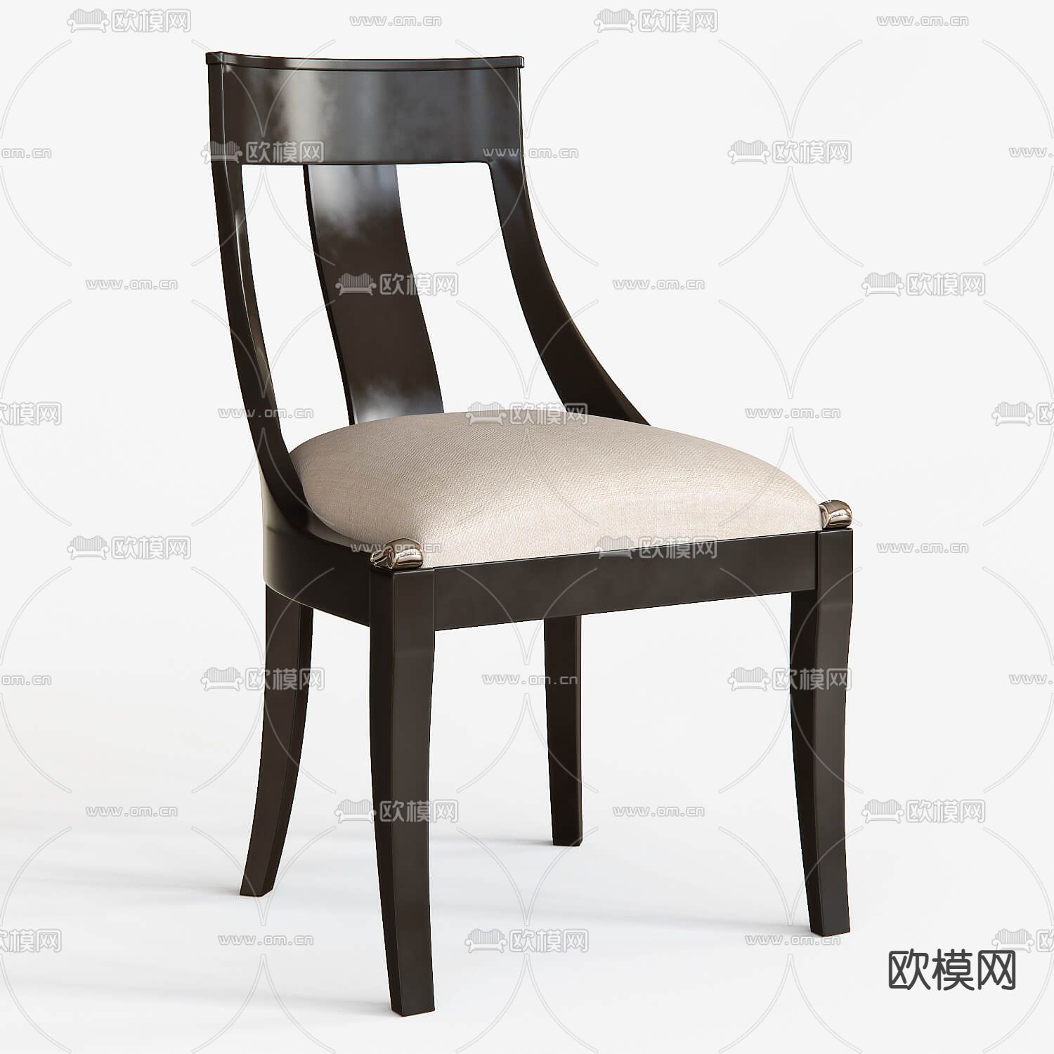 美式实木单椅3d模型下载（渲染图2）