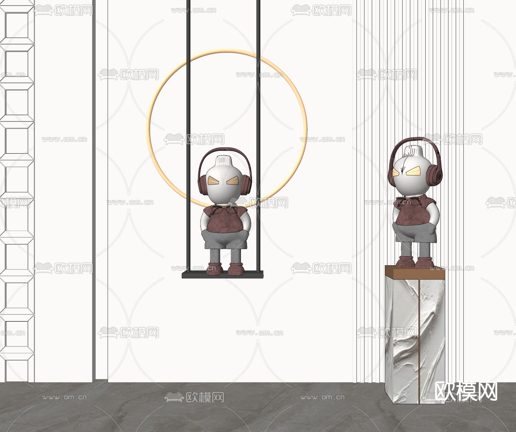 现代时尚雕塑su模型下载（渲染图2）