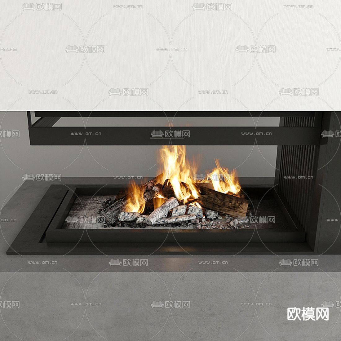 现代轻奢室内壁炉3d模型下载（渲染图3）