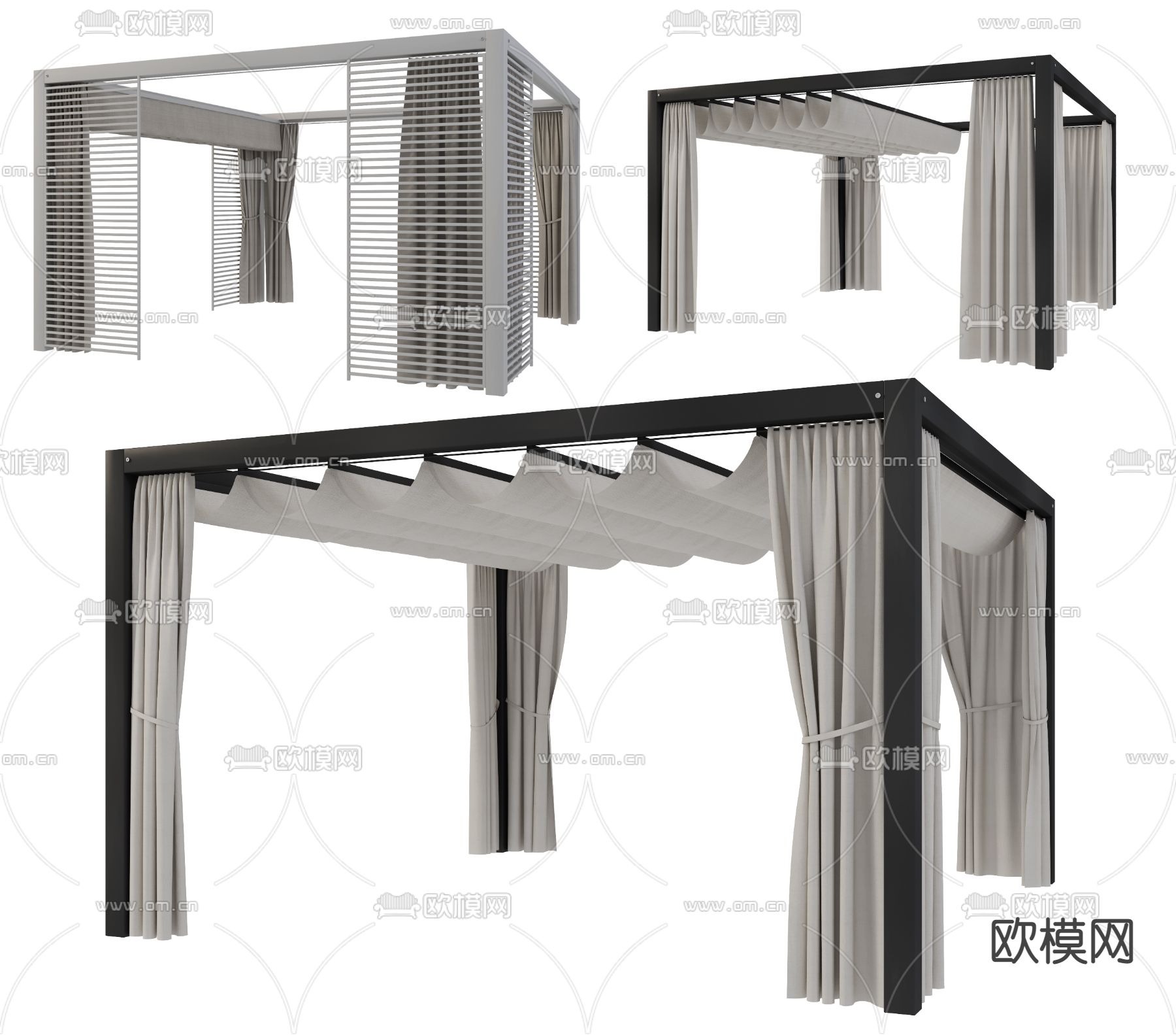 现代户外凉亭遮阳棚3d模型下载（渲染图1）