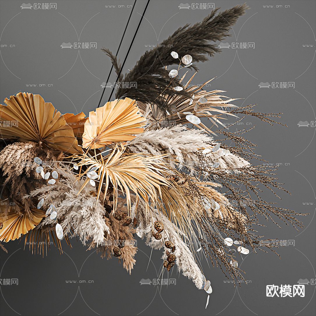 现代芦苇干花吊篮3d模型下载（渲染图4）