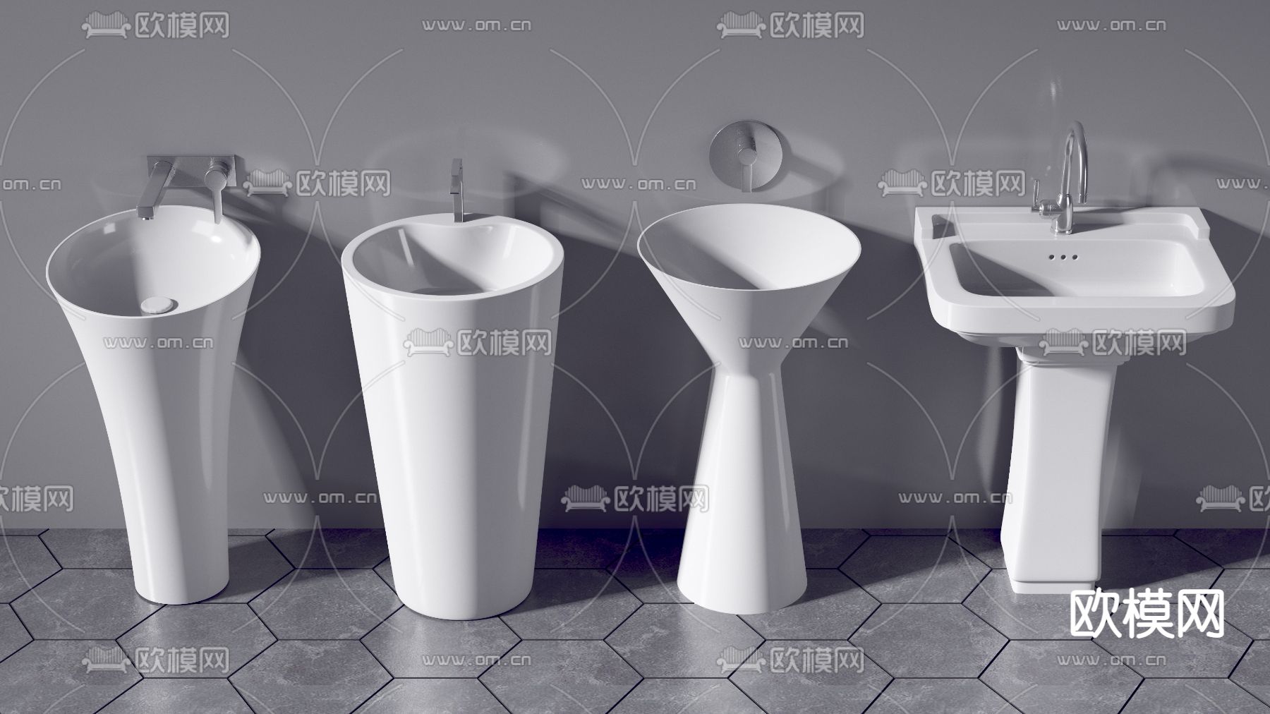 现代立式洗手台盆3d模型