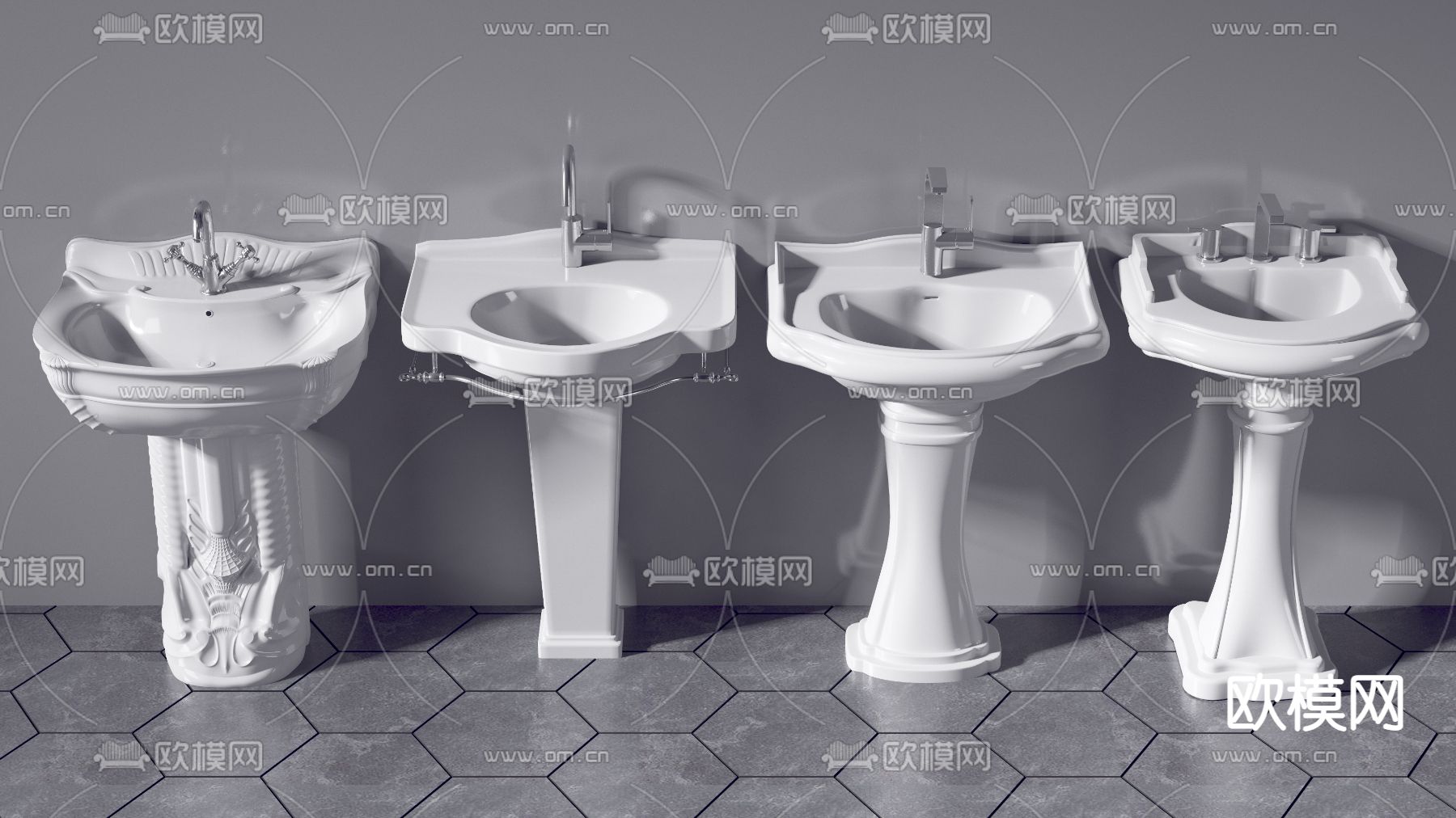 现代立式洗手台盆3d模型