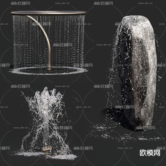 现代喷泉岩石园艺小品3d模型下载