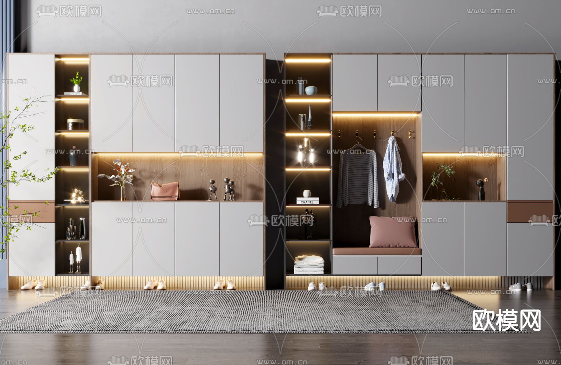 现代玄关鞋柜3d模型