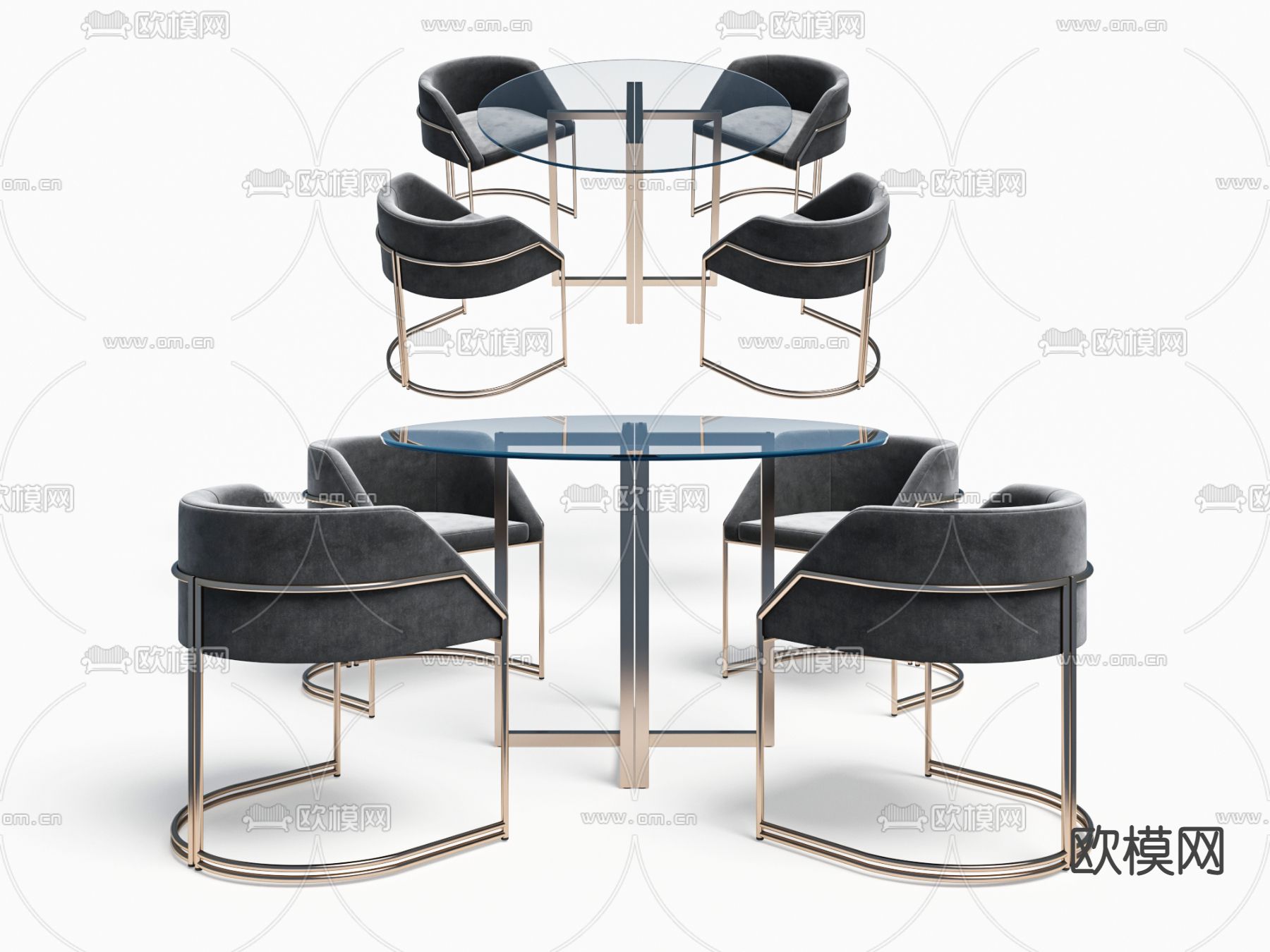 现代玻璃休闲桌椅3d模型下载