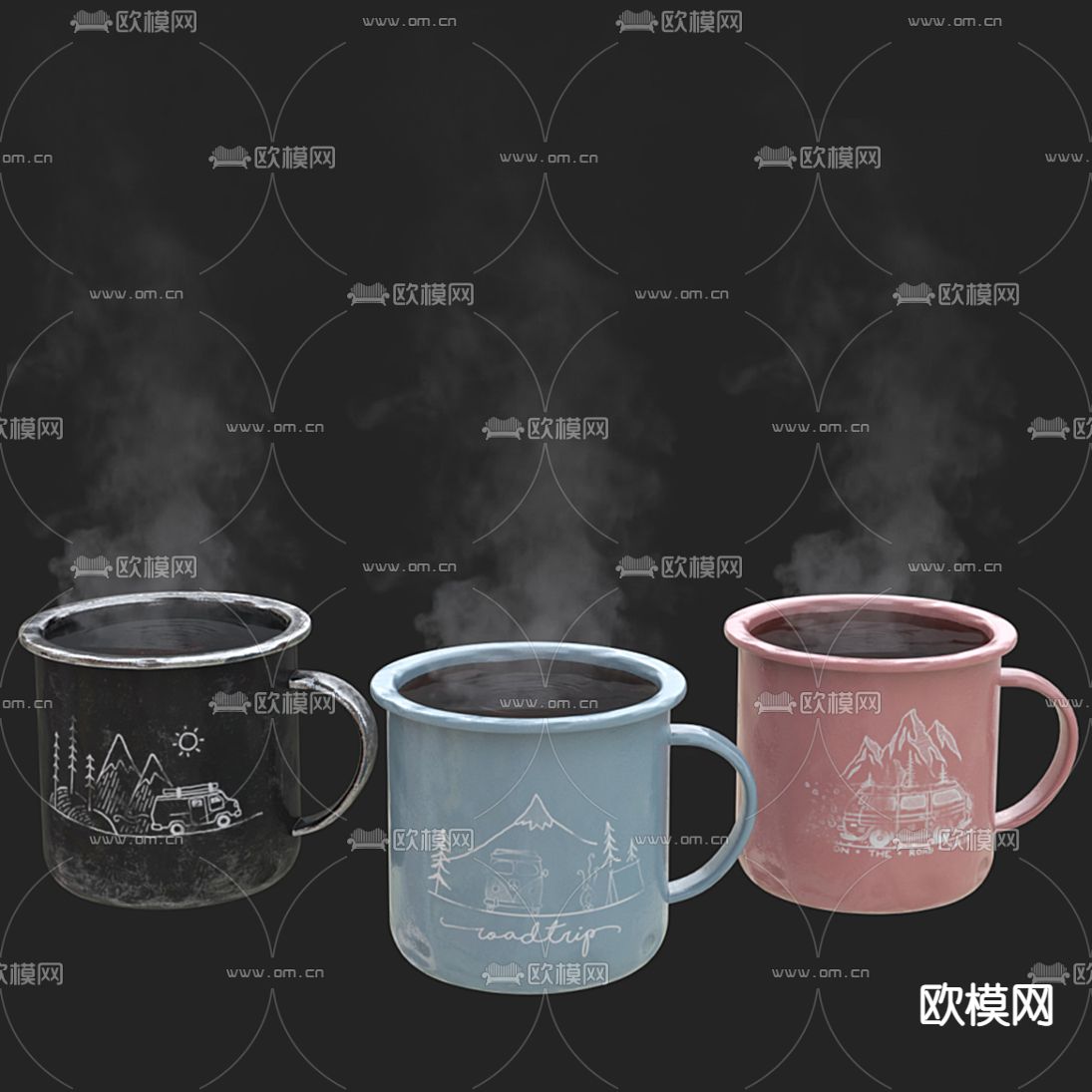 现代陶瓷杯3d模型下载（渲染图1）