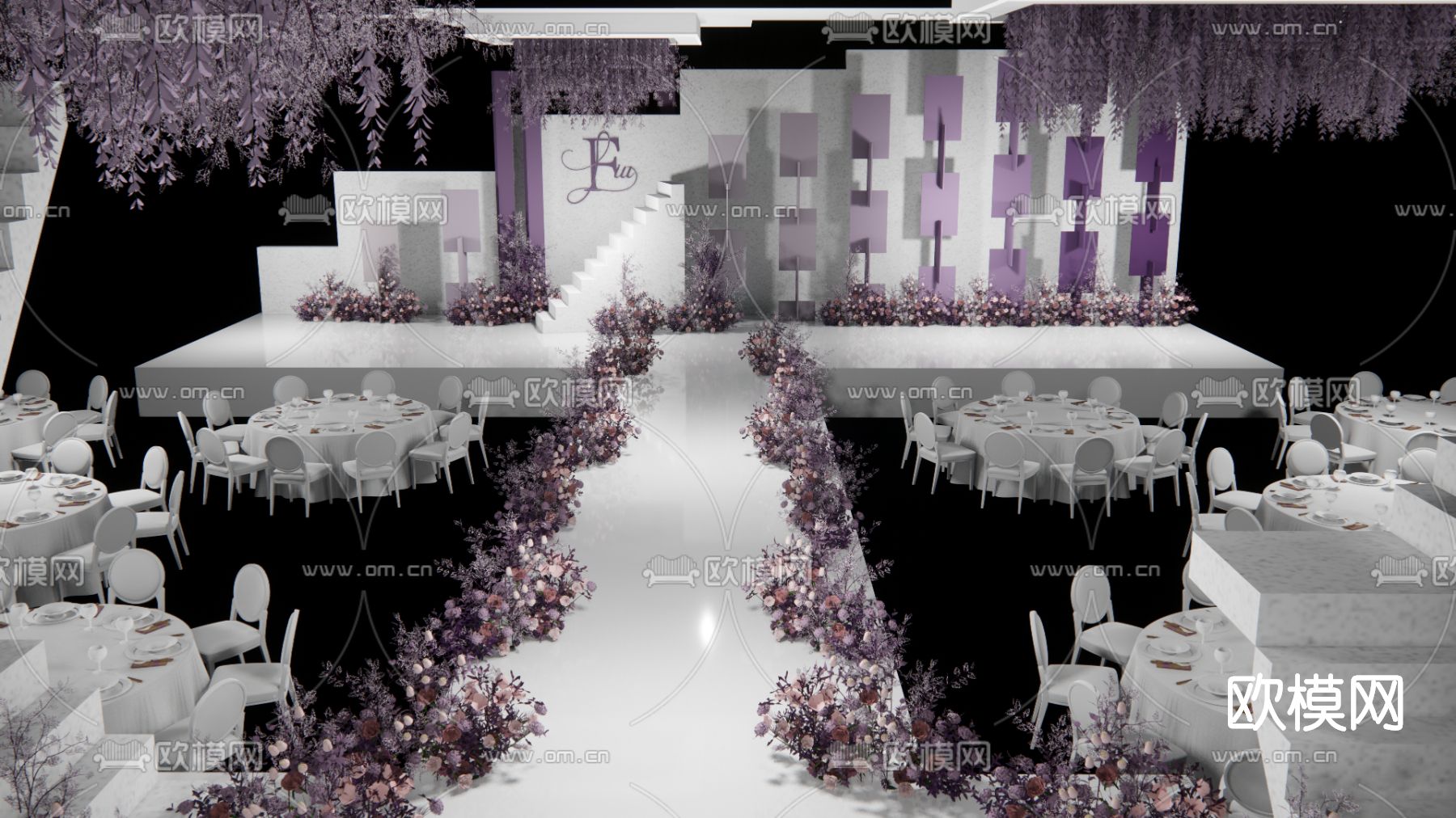 现代宴会厅婚礼su模型