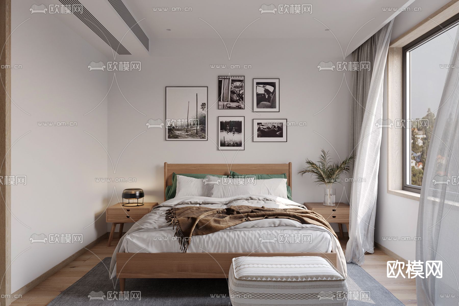 北欧卧室主人房3d模型下载（渲染图2）