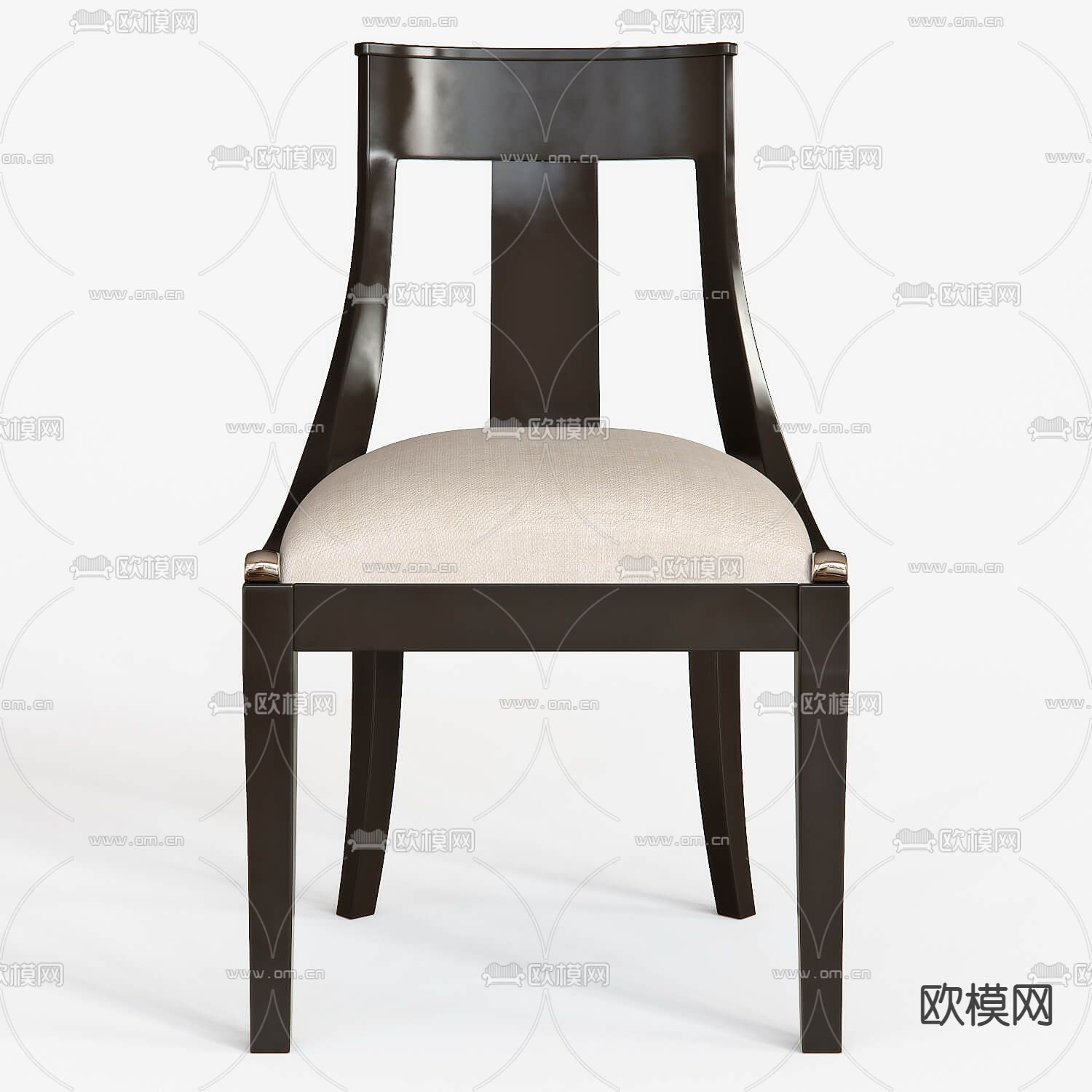 美式实木单椅3d模型下载（渲染图1）