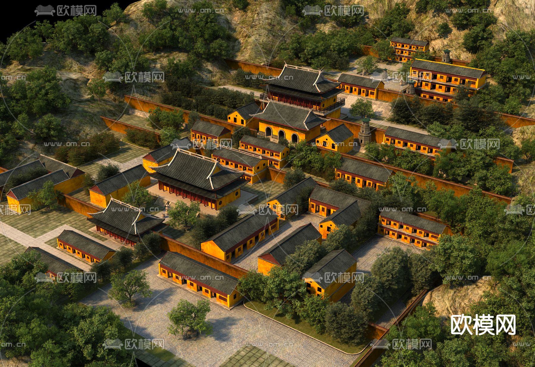 中式古建寺庙3d模型
