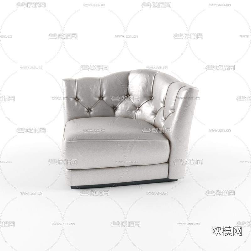 简欧皮革单人沙发免费3d模型下载
