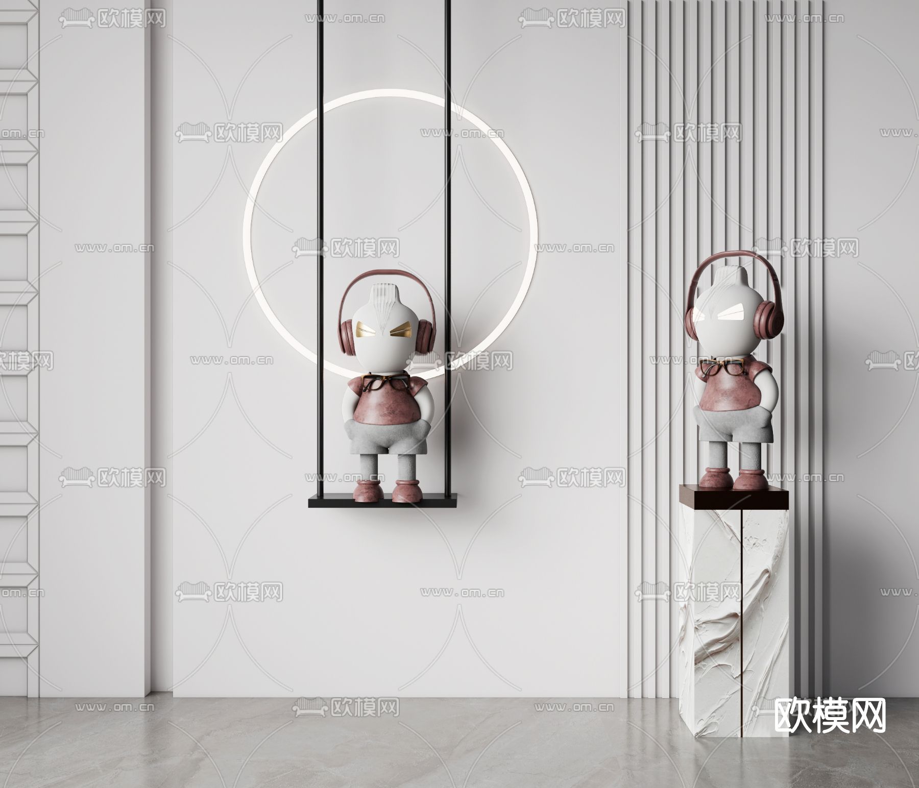 现代时尚雕塑su模型下载（渲染图1）