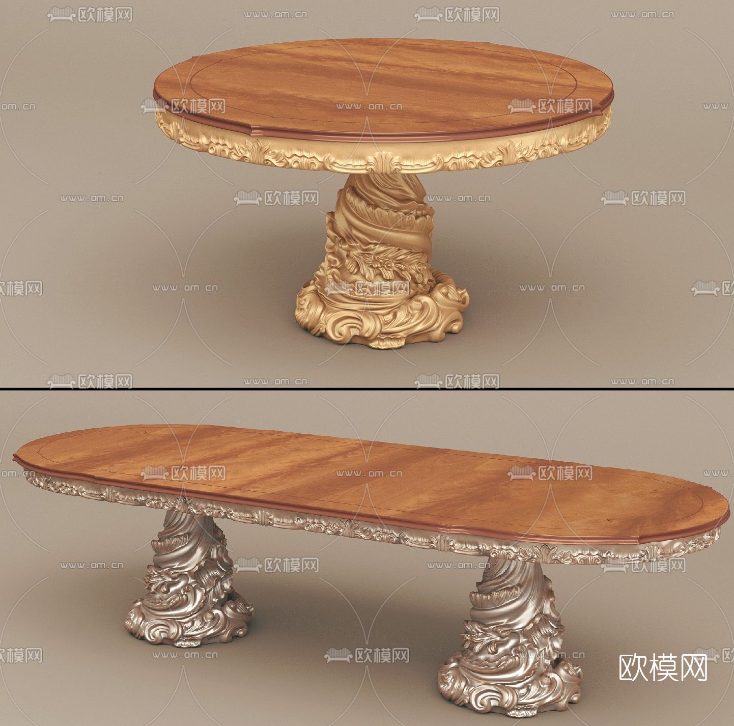 简欧餐桌免费3d模型下载