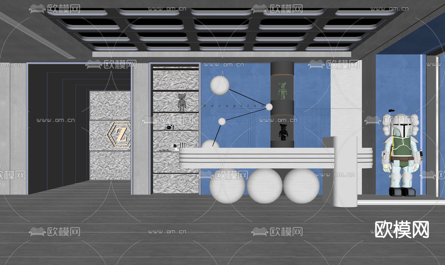 现代潮玩店前台su模型下载（渲染图2）