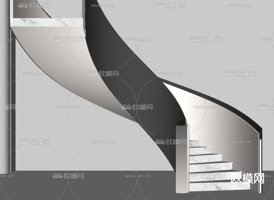 现代旋转楼梯su模型