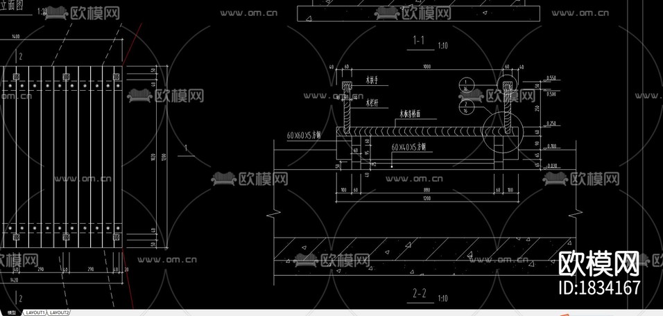 景觀橋cad施工圖下載(渲染圖3)