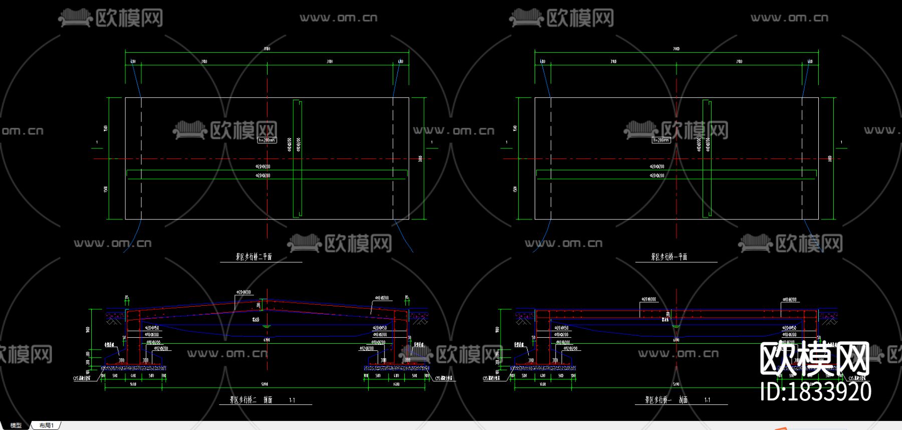 步行桥节点大样下载（渲染图3）