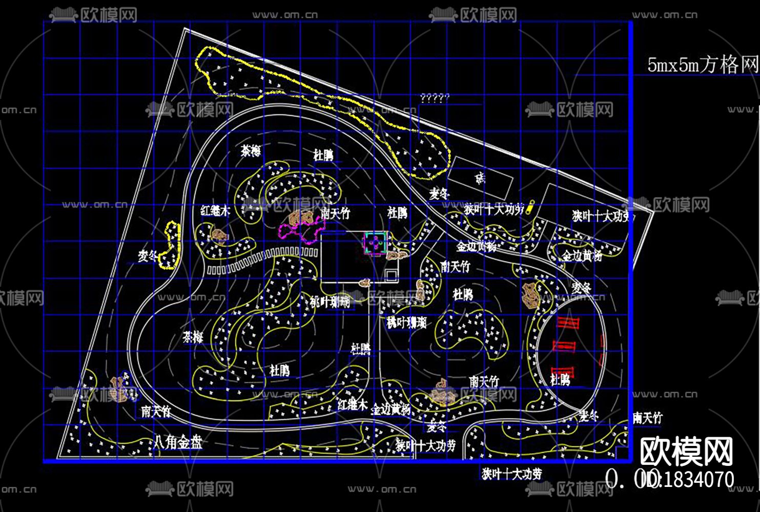 办公环境庭院景观cad施工图下载（渲染图2）