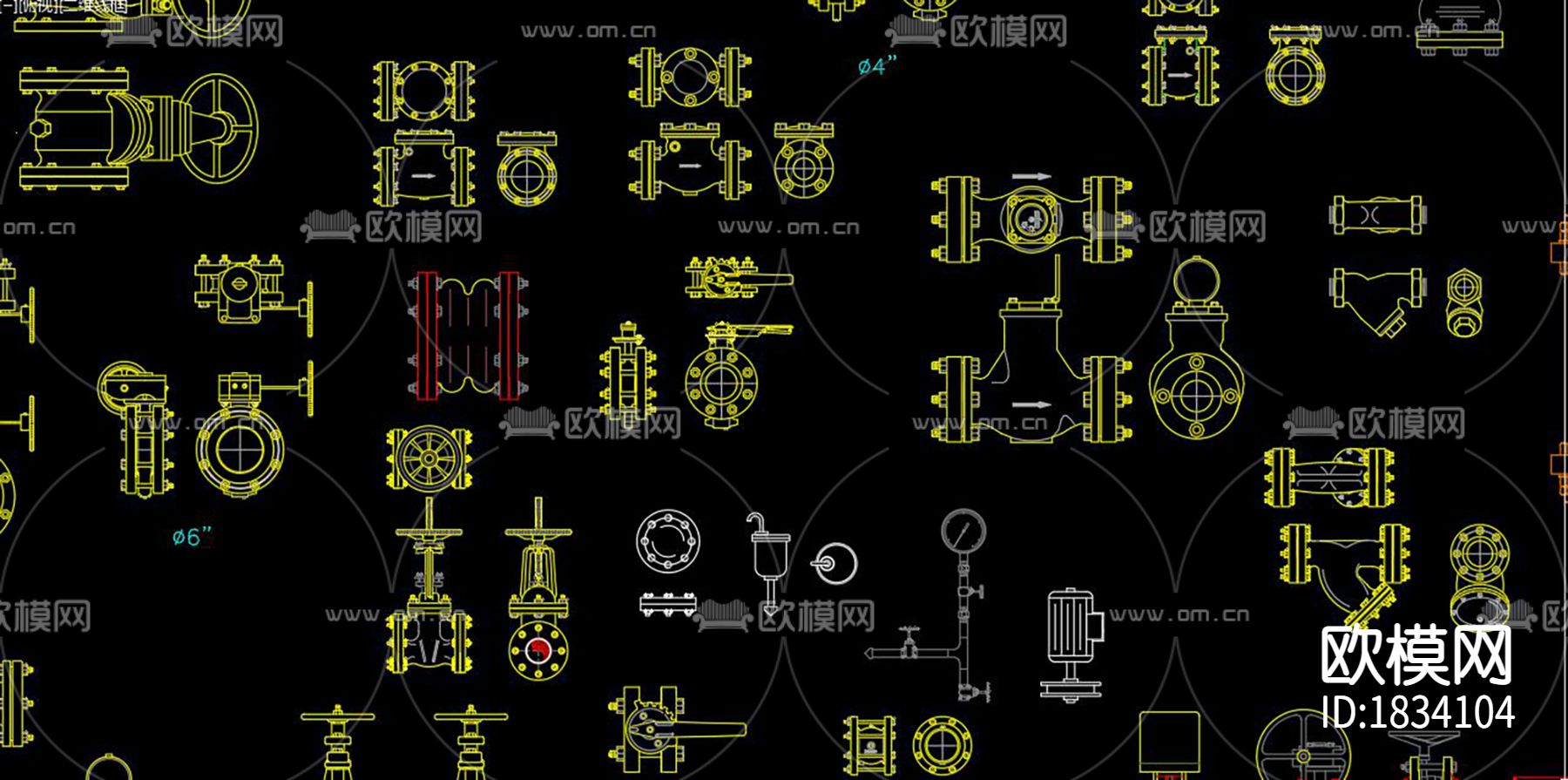 管件弯头cad图库下载（渲染图5）